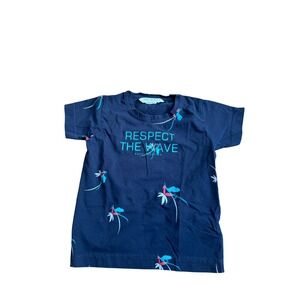 Kids Navy Blue Ruff Jns Respect The Wave Graphic T Shirt Short Sleeve